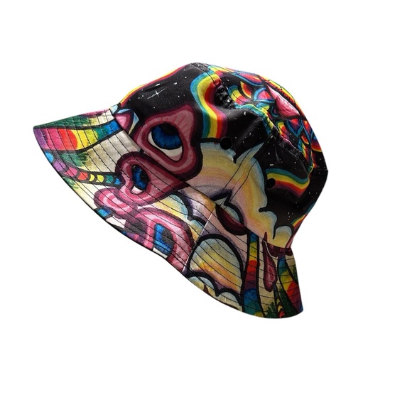 Unisex Psychedelic Mushroom Trippy Packable Travel Bucket Hat - Picture 6 of 9